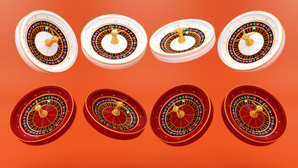 White And Red Roulette Wheel With Golden Line - 3D Illustration