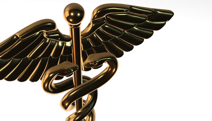 Caduceus - medical symbol, 3d render