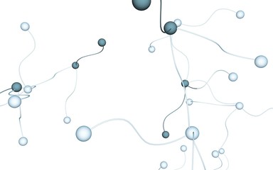 Fototapeta premium Neural network. Social network. Futuristic dna, deoxyribonucleic acid. Abstract molecule, cell illustration, mycelium. Light background. 3D illustration