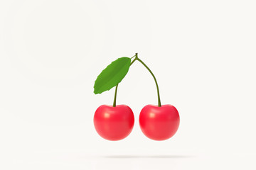 red cherry fruits 3d illustration model render.