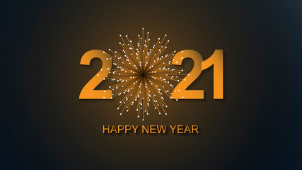 Happy New Year 2021. Vector illustration concept for background, greeting card, website and mobile website banner, party invitation card, social media banner, social media ad, screensaver.