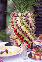 Beautiful snack and bright fruit on a table