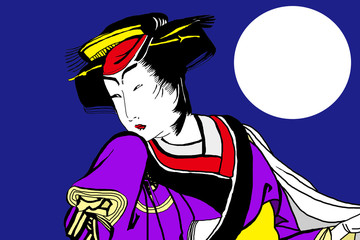 版権切れ・有名絵画の模写　葛飾北斎　女性