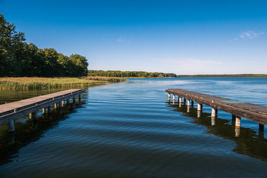 Pier on Lake Necko in Augustow, Podlaskie, Poland