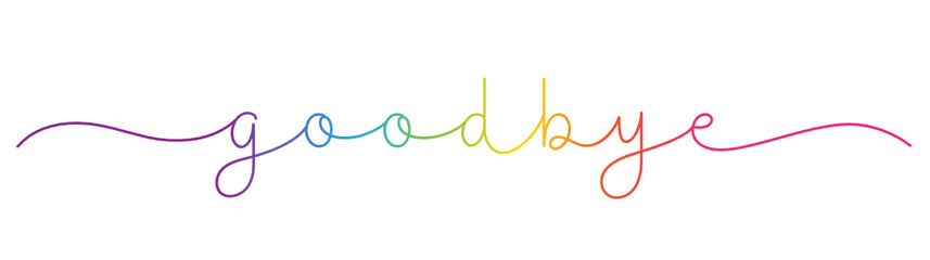 Fototapeta na wymiar GOODBYE rainbow-colored vector monoline calligraphy banner with swashes