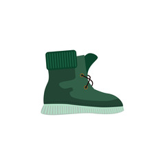 Green sport high boot illustration. Bad weather, cold, fitness, running. Fashion concept. illustration can be used for topics like clothing, fashion, advertisement, shopping