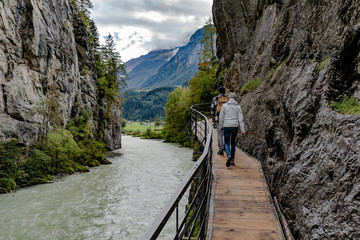 swiss river aare gorge bern mystical dark narow foodpath boardwalk