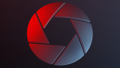 Obraz premium Cinema camera iris sign. Photography lens symbol, 3d rendering