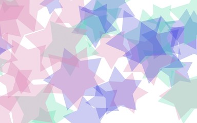 Multicolored translucent stars on a white background. Red tones. 3D illustration