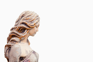 Olympic goddess of love and beauty in antique mythology Aphrodite (Venus) against white background....