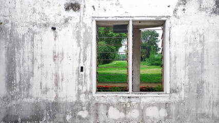 old window in the old abandoned house
