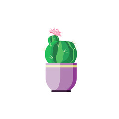 Green small cactus illustration, Plant, household, pot. Home decoration concept. illustration can be used for topics like design, interior, natural decorations