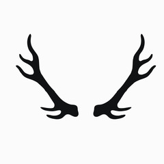 deer antlers rustic hand drawn vintage illustration vector elements set. stamp silhouette logo graphic design icons. wildlife deer horn shape  doodles simple resources