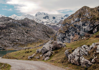 Mountains of Asturias in the north of Spain in a cloudy day