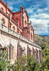 Fototapeta na wymiar Covadonga Church in Asturias in the north of Spain in a sunny day