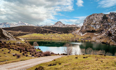 Mountains of Asturias in the north of Spain. You can see the Enol lake