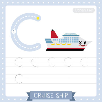 Letter C uppercase tracing practice worksheet. Cruise Ship