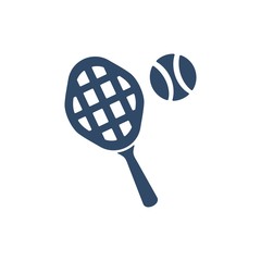 Tennis symbol. Racket and tennis ball. Flat icon design.