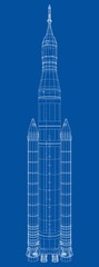 Fototapeta premium Space rocket concept outline. Vector