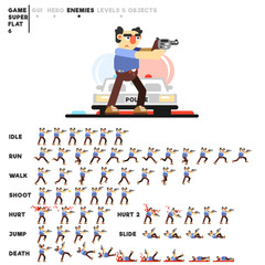 Animation of an 80th criminal guy with a gun for creating a video game