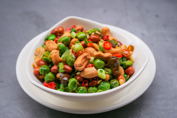 Fried peanuts mix herbs and salt