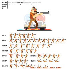 Animation of a criminal man with a shotgun for creating a video game