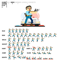 Animation of a police officer with a pistol for creating a video game