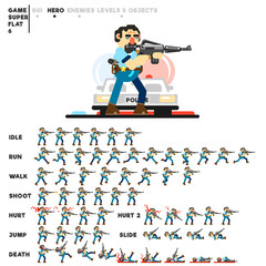 Animation of a cop with a rifle for creating a video game