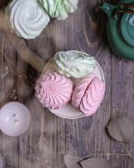 sweet dessert on wooden background 