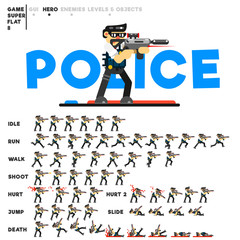 Animation of a police officer with a rifle for creating a video game