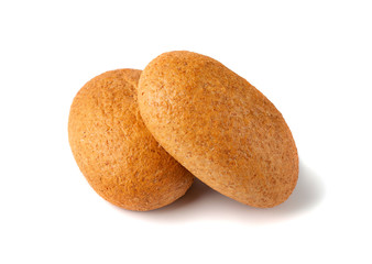 Fototapeta na wymiar Two mini bun breads isolated on white background close up