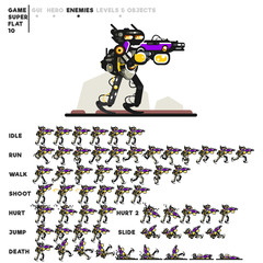 Animation of a cyborg with a shotgun for creating a video game