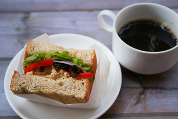 Homemade Tuna Sandwich with Tomatoes and Lettuce