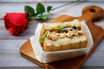 Homemade Tuna Sandwich with Tomatoes and Lettuce
