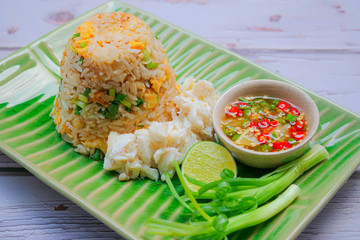fried rice with crab with vegetable