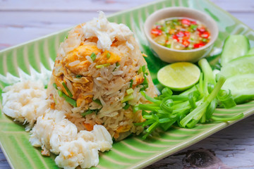 fried rice with crab with vegetable