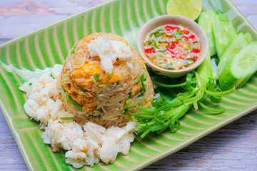 fried rice with crab with vegetable