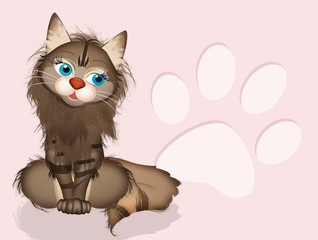Fototapeta na wymiar illustration of maine coon cat