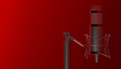 Retro aluminium microphone. 3d render