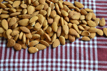 almonds on a checkered background
