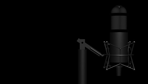 Retro aluminium microphone. 3d render