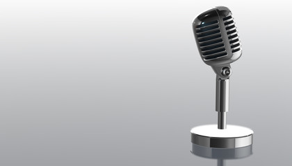 Retro aluminium microphone. 3d render