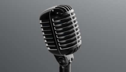 Fototapeta premium Retro aluminium microphone. 3d render