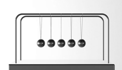 Newton's cradle physics, 3d render