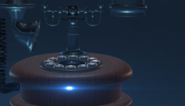 Old vintage phone, 3d render