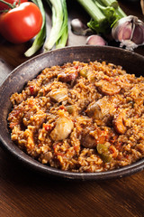 Chicken jambalaya - spicy rice with chicken a nd sausage
