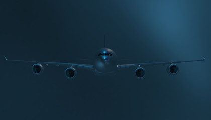 Big airplane on background, 3d render