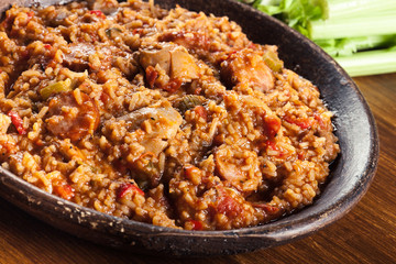 Chicken jambalaya - spicy rice with chicken a nd sausage