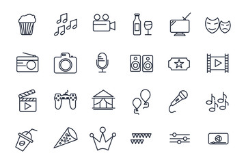 Fototapeta premium set Entertainment icon template for graphic and web design collection. Entertainment pack symbol logo vector illustration