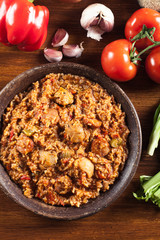 Chicken jambalaya - spicy rice with chicken a nd sausage